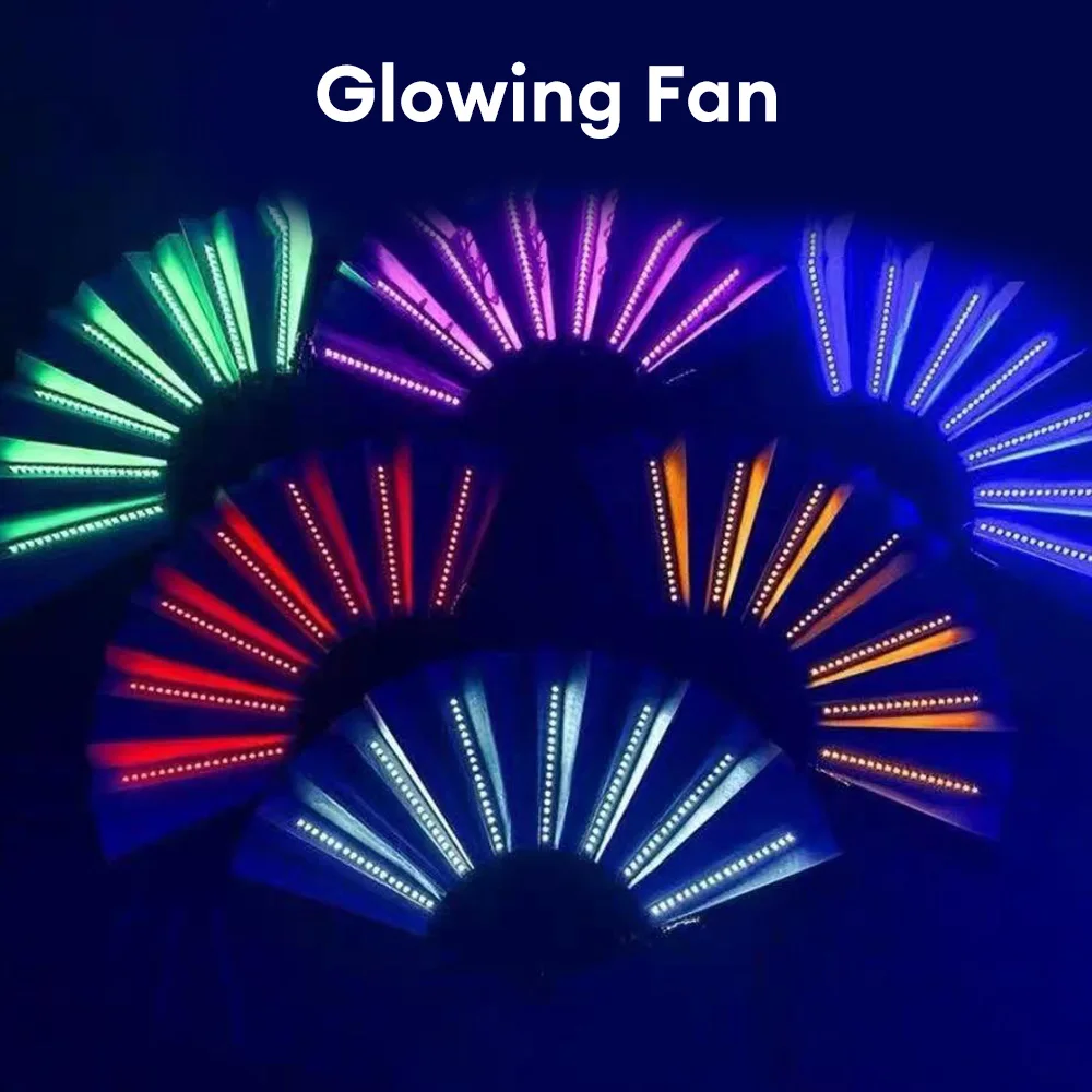 Luminous LED Folding Fan Hand Discoloration Fan for Club Dancing Lights Wedding Gifts Glow In The Dark Birthday Halloween