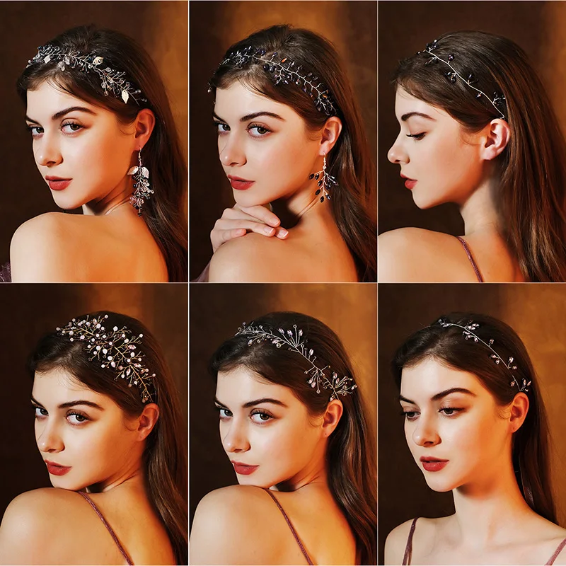 

Elegant Women Hair Accessories Bridal Headband Newest Fashion Handmade Blossom Headpiece Crystal Pearl Hairband Head