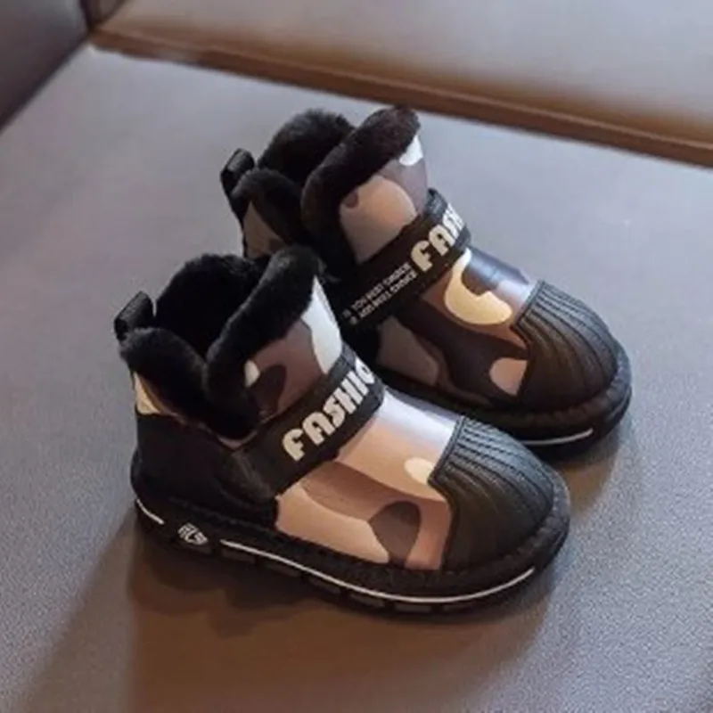 

Girls' snow boots 2024 new winter children's plush and thick cotton shoes, boys' waterproof and anti slip baby cotton boots In