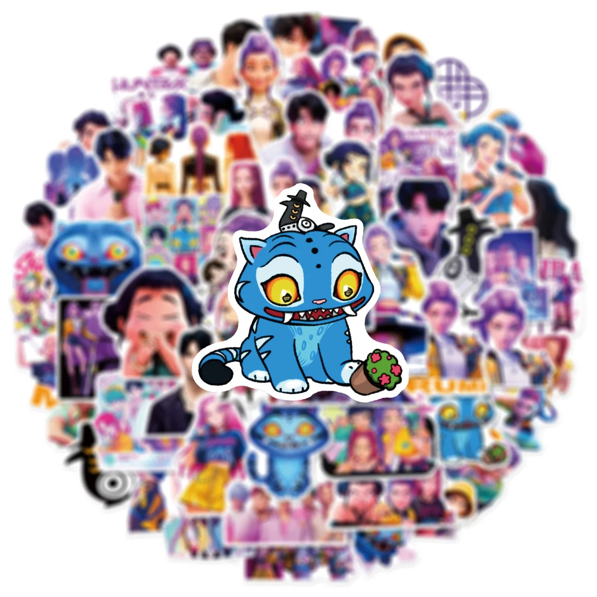 Anime KPop Demon Hunters Stickers DIY Stickers Scrapbooking Phone Luggage Skateboard Waterproof Decal 60Pcs
