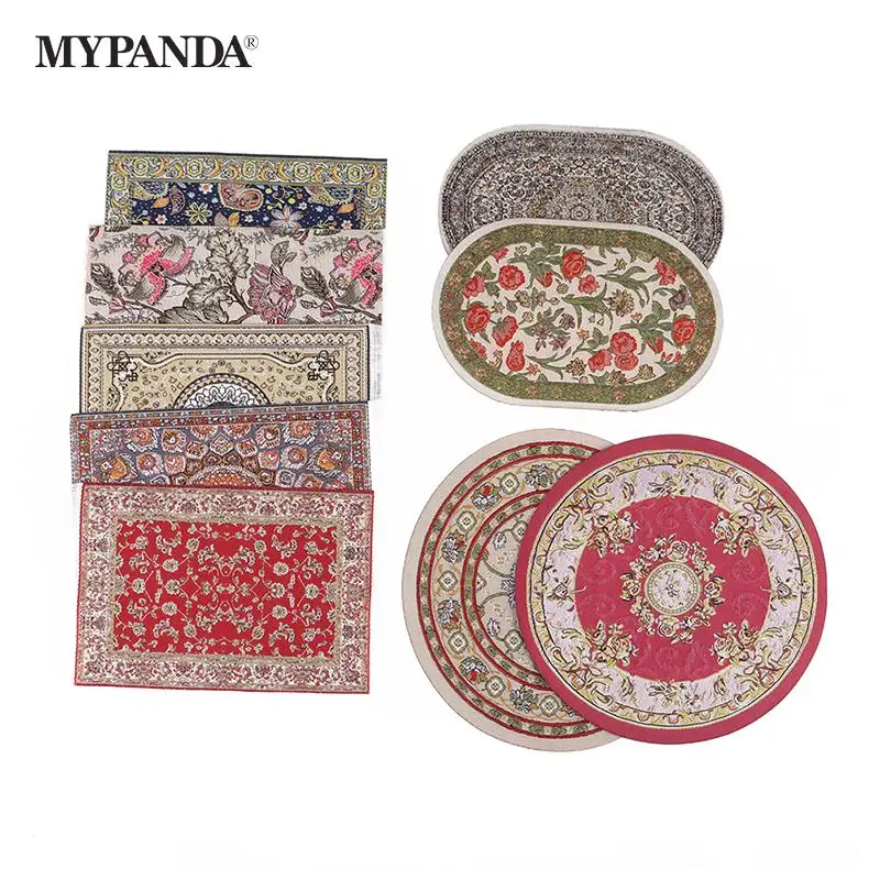 

1Pc 1:12 Dollhouse Miniature Floor Rug Cover Carpet Floor Mat Model Bedroom Living Room Decor Toy Doll House Accessories