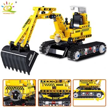 HUIQIBAO Engineering Tech Crawler Bagger Lkw Bausteine Stadt Bau Autokran Kran Lkw Ziegel Spielzeug Kinder — изображение 3