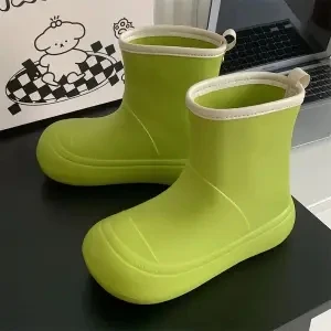 Solid Big  Men Women Outdoor Tide Non-slip Waterproof Parent-Child Rain Boots Children Hundred Couple