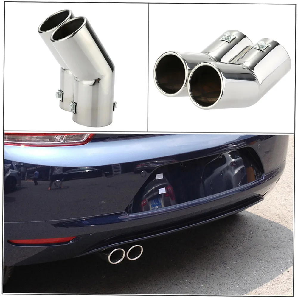 Dual Pipes Stainless Steel Exhaust Tail Pipes Muffler Tips for VW Golf 4 Bora Jetta Double Barrel Exhaust Tailpipe