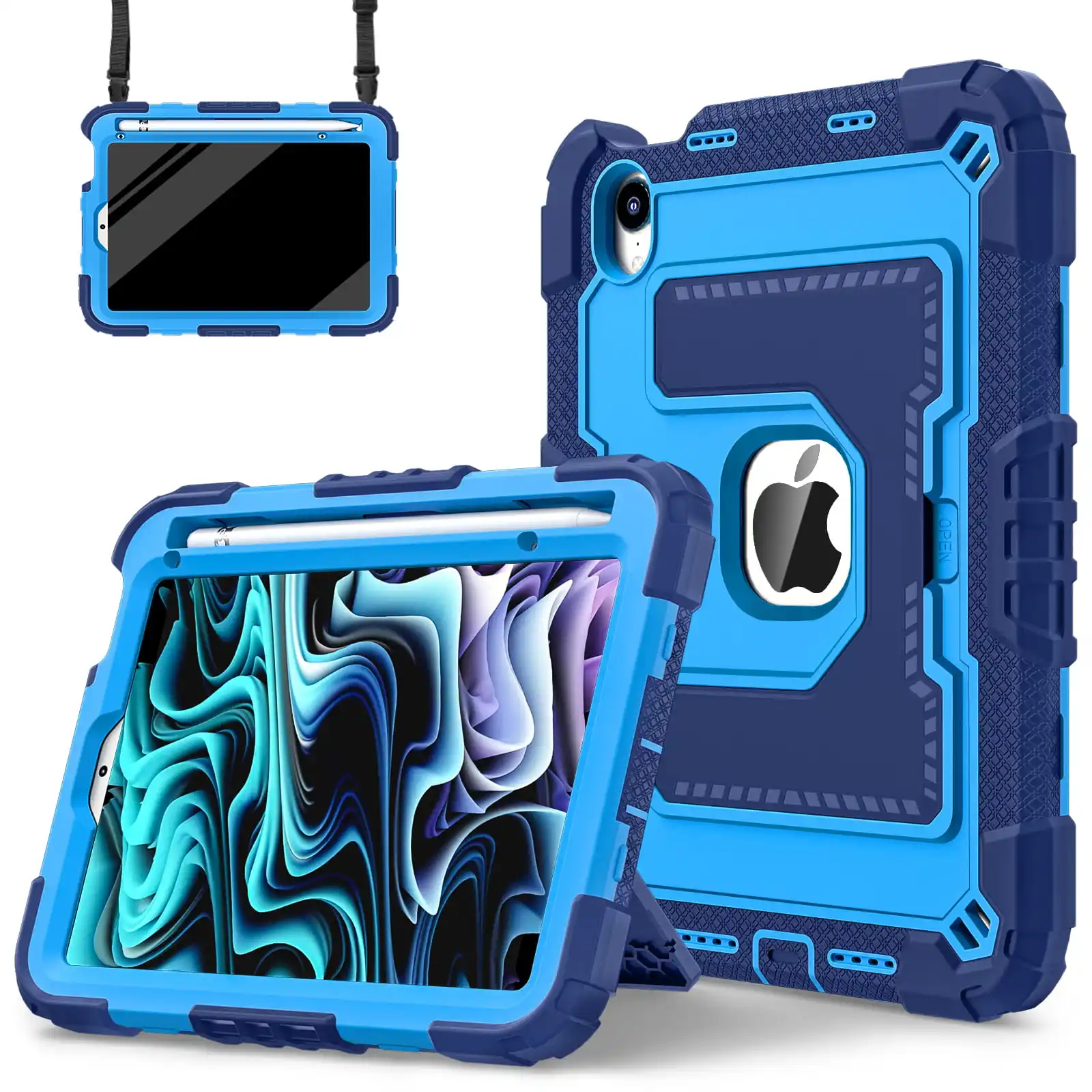 Durable iPad Case with Handle Stand and Pen Tray - Shockproof and Soft Silicone Protective Cover