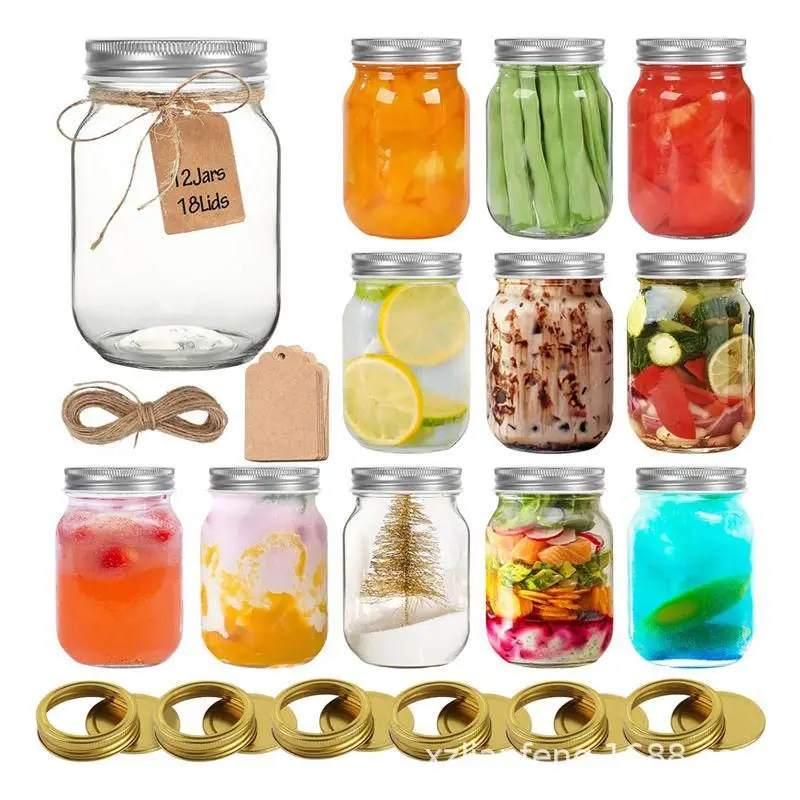 380ml Transparent Glass Sealed jar Mason Bottle for Overnight Oats Lemon Honey Stberry Storage Container Food Storage Container