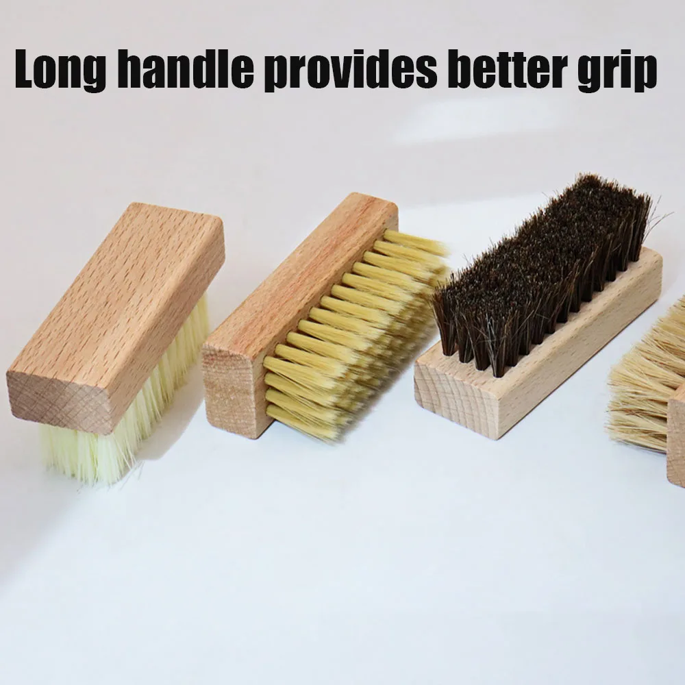 Solid wood soft bristle brush, horsehair shoe brush, shoe cleaning nylon wire pig hair plastic wire brush