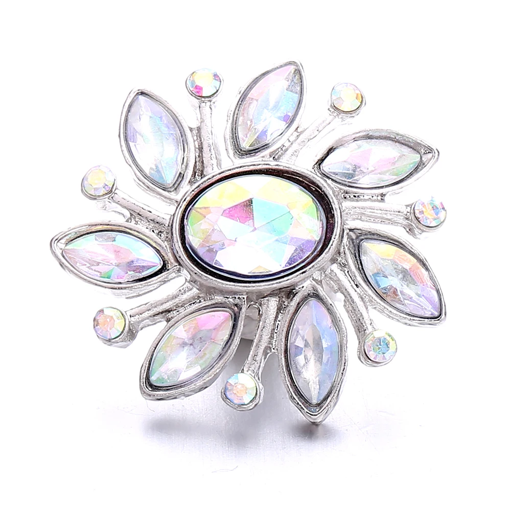 20pcs Snap Button Jewelry Mixed Crystal Rhinestone Flower 18mm Metal Snap Buttons Fit Snap Bracelet Necklace