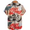 Men's Hawaiian Shirt Motorcycle 3D Printed Short Sleeve Beach Lapel Oversized Hip Hop 2