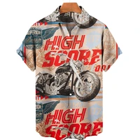 Men's Hawaiian Shirt Motorcycle 3D Printed Short Sleeve Beach Lapel Oversized Hip Hop 2