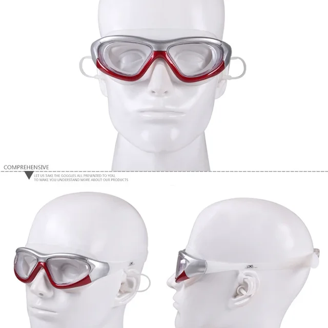 Myopia Swimming Goggles Earplug -2.0 to -9.0 Prescription Swim Pool Glasses Anti Fog Men Women Optical Waterproof Swim Eyewear 3