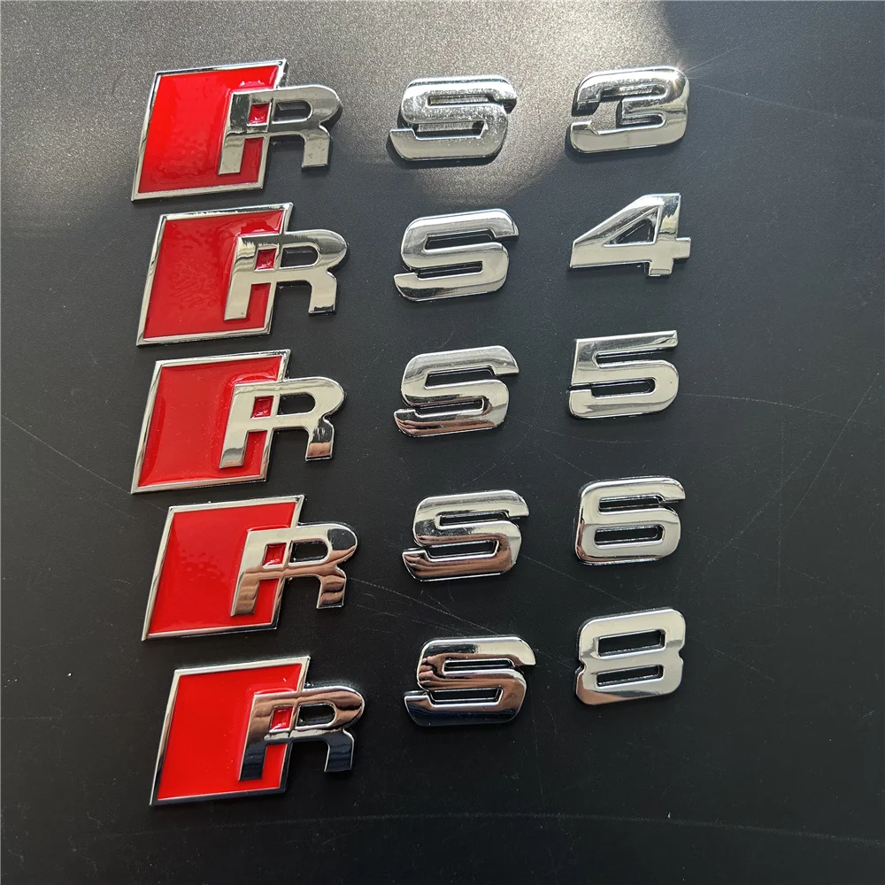 Adatto Per Audi Rear End Logo Aq Modifica Rs3 Rs4 Rs5 Rs6 Rs8 Sport Spostamento Metallo 3D