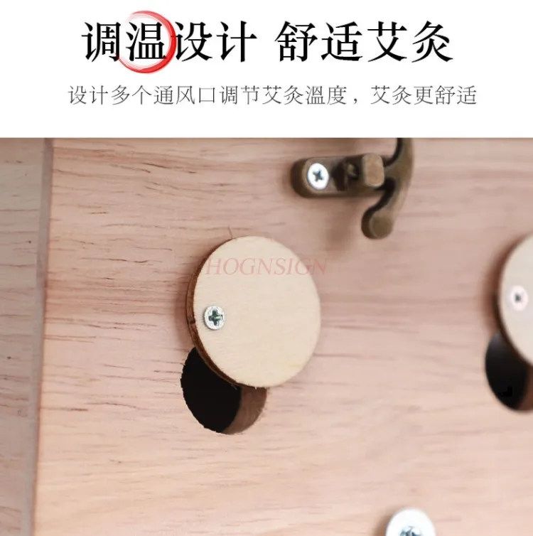 Oak Wood Moxibustion Box Chinese Moxa Sticks Rolls Holder Heating Acupuncture Point Meridian Warm Therapy Burner