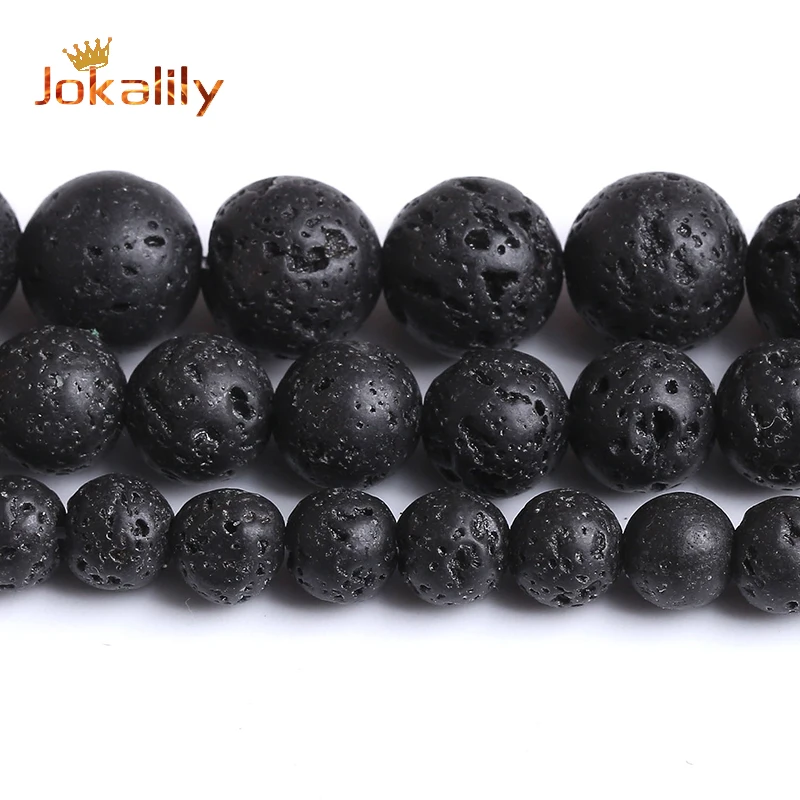 100% Natural Volcanic Lava Stone Beads For Jewelry Making Round Loose Spacers Beads DIY Bracelets Necklaces 4 6 8 10 12 14mm 15