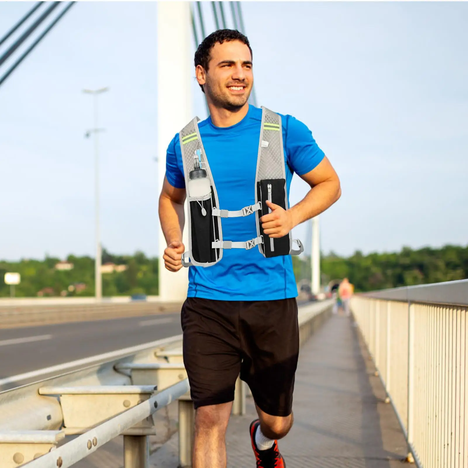 Water Backpack For Hiking Hydration Bag With 500ML Soft Bottle Adjustable Strap Reflective Bladder For Hunting Biking Skiing