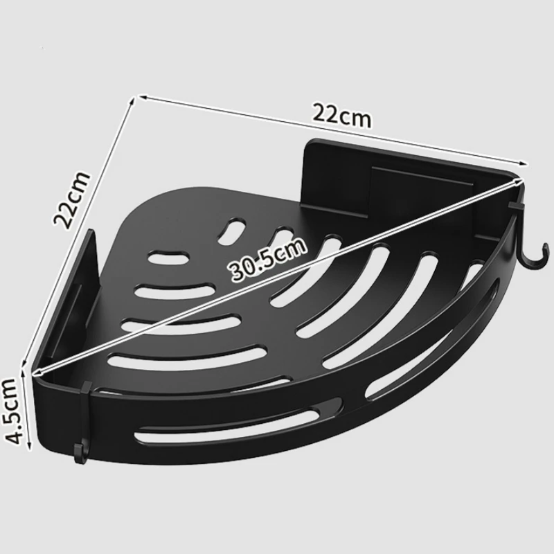 Bathroom Storage Shelf ABS Plastic Corner Space Triangle Basket Shower Room Storage Rack No Drill Wall Mounted