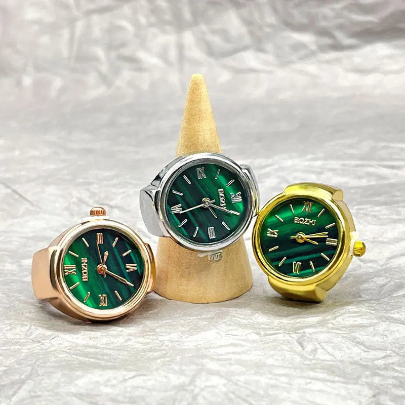Mini Green Quartz Finger Watch Ring for Women Men Couple