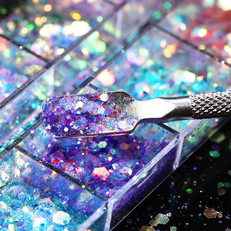 Nail Flakes 1 Box Aurora Nail Sequins Crystal Thin Irregular Butterfly Star Sparkly UV Gel Polish Manicure Art Decorations