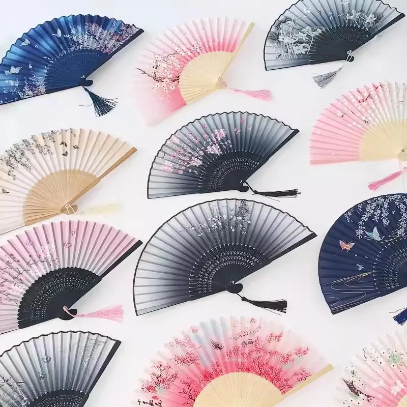 Wooden Silk Folding Fan Summer Decoration