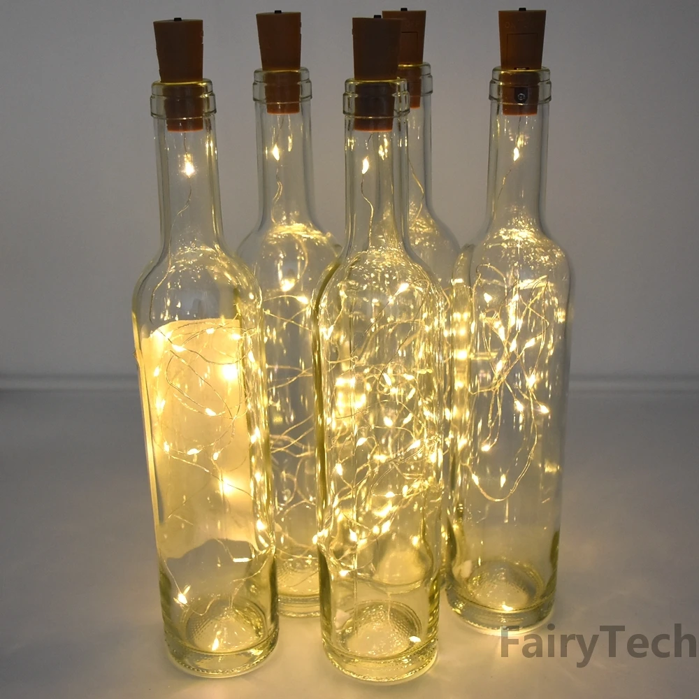 Mini Guirxiété Lumineuse pour Bouteille de Vin avec Bouchon en