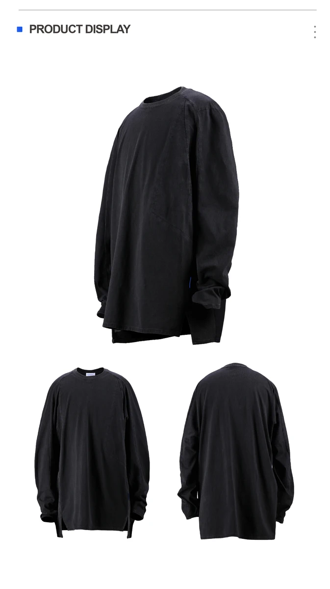 Reindee Lusion 21aw  Split hem base longsleeve shirt dyed cotton secured pocket techwear ninjawear