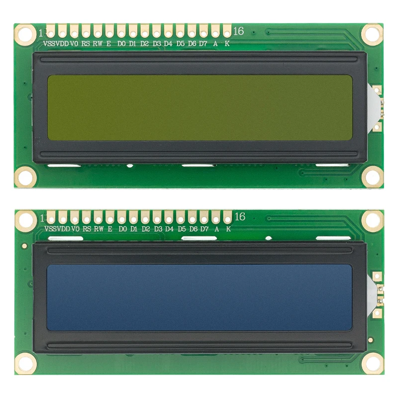 LCD Display Module LCD1602+I2C Module Blue / Yellow Green Screen 16x2 Character LCD Display PCF8574T PCF8574 IIC I2C Interface 5V for arduino