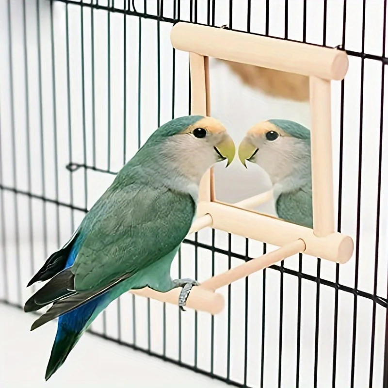 Parrot Toy Bird Toy Bird Cage Accessories Bird Swing Toy 1pc Interactive Bird Mirror Swing For Small Parrots Budgies Macaws African Greys Parakeets