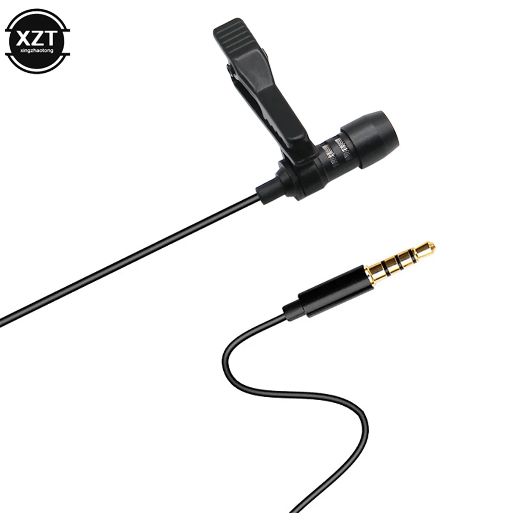 Portable Omnidirectional 4 Pole 3.5mm Jack Microphone Lavalier Tie Clip Mini Mic Audio Recording Interview for Laptop Phone