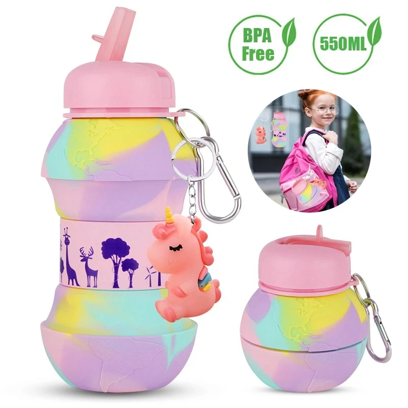 Water Bottle 550ML Creative Silicone BPA Free For Kids