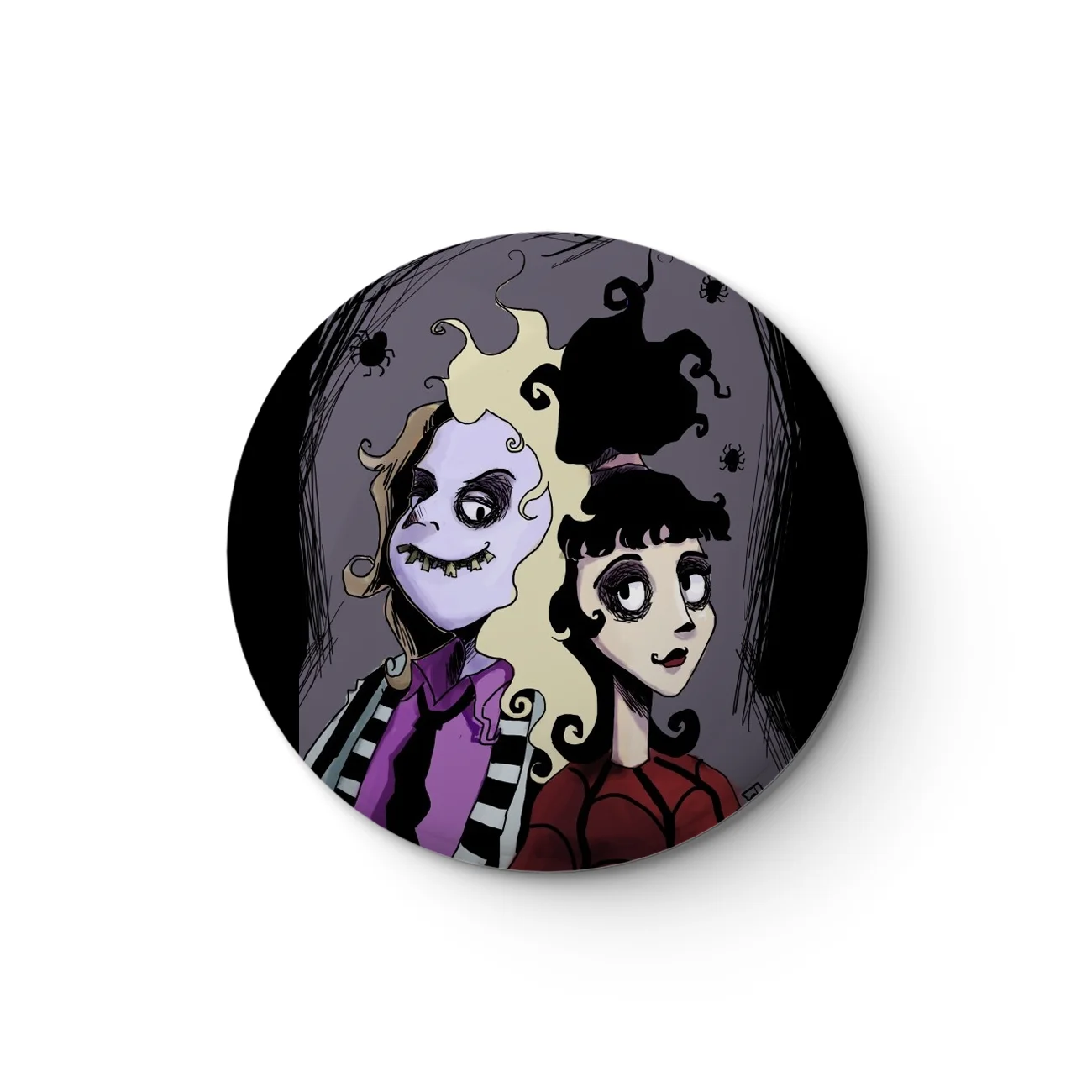 thumbnail image 1 of Jack And Sally Beetlejuice Soft Button Pin Customizable Metal Decor Women Jewelry Gift Cute Funny Hat Lover Lapel Pin, 1 of 5