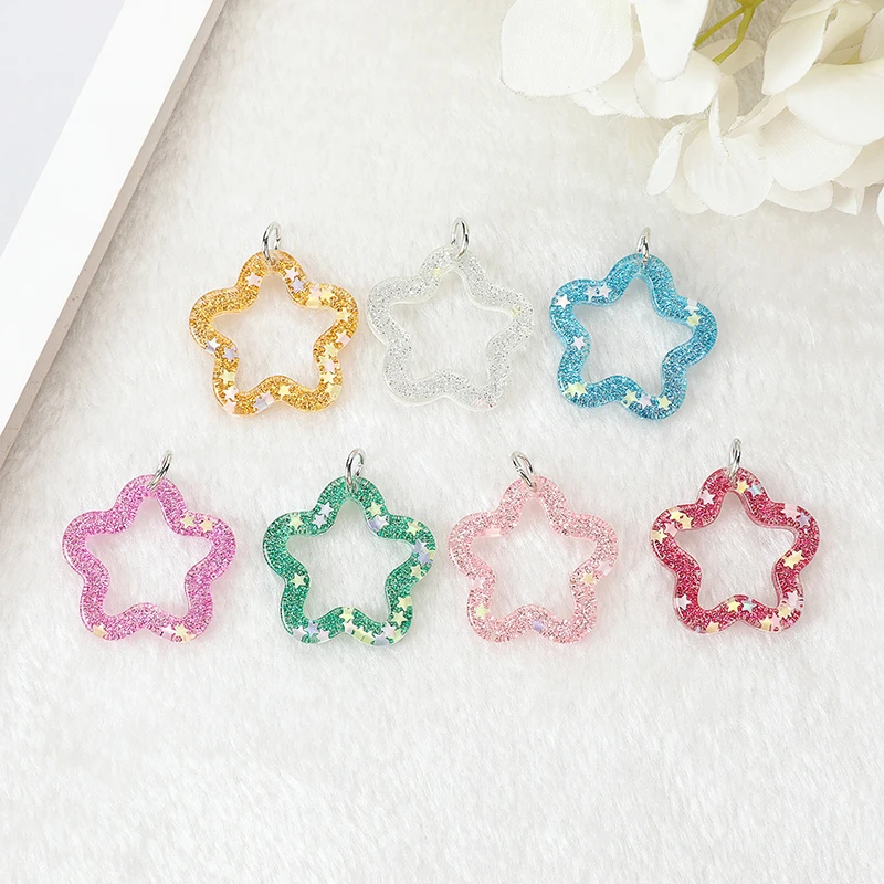 32Pcs Star Charms Flatback Harz Cabochons Keychain Anhänger Ohrringe Diy Machen Zubehör – Detail 3