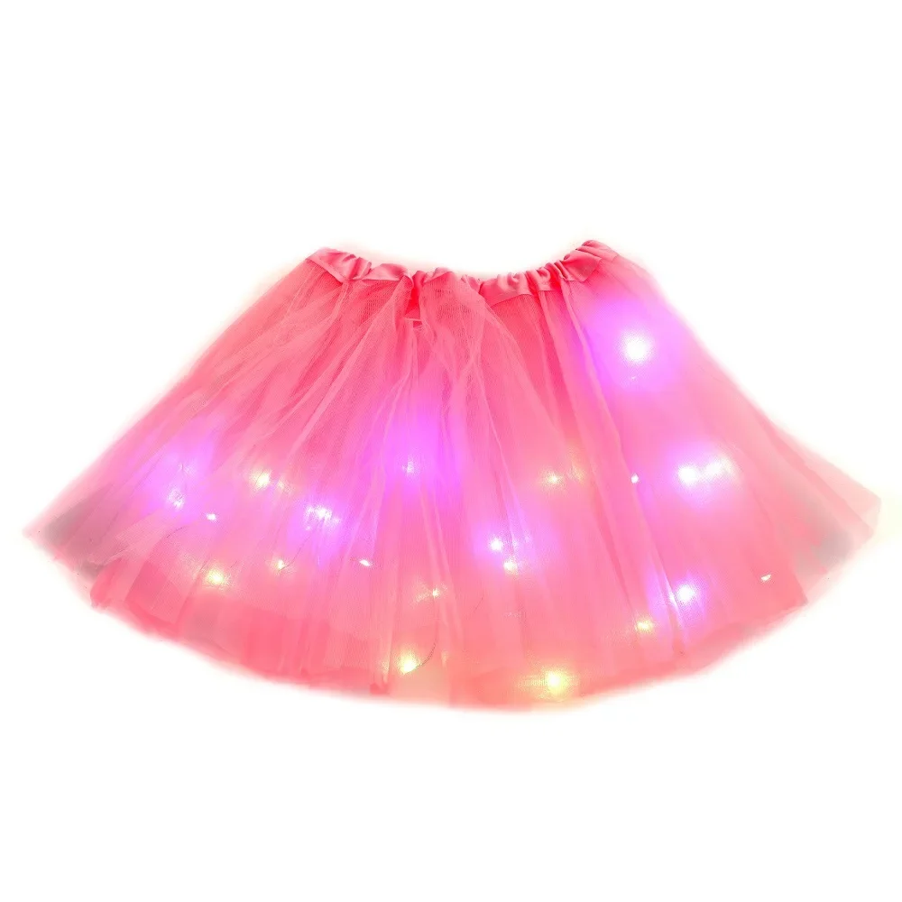 어린이용 빛나는 LED 투투 스커트, 하프 메쉬 스커트, 빛나는 퍼프 요정 코스튬, 할로윈 코스프레
