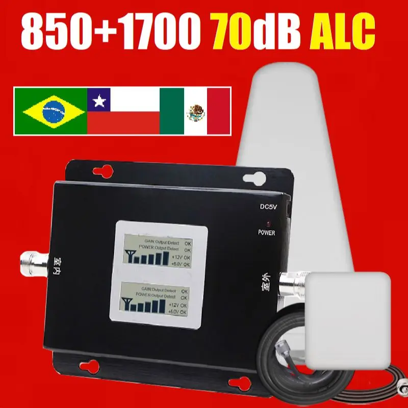 Cellular Amplifier Signal Booster 2G 4G AWS Repeater 850MHZ 1700MHZ 2100MHZ B5 B4 DualBand Full kit Free Return Low price Cost | Отзывы и видеообзор -1005004018484605