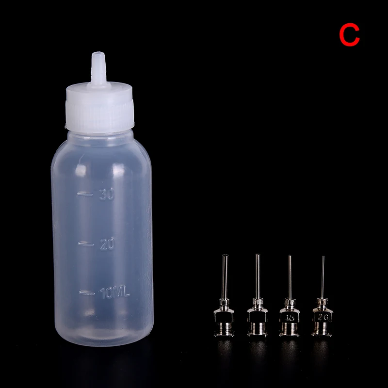 30ml Transparent Polyethylene Flux Alcohol Bottle for Dispenser Rosin Solder Paste Dispensing Bottle + 4pcs Needles Tool Parts flux core welding wire Welding & Soldering Supplies