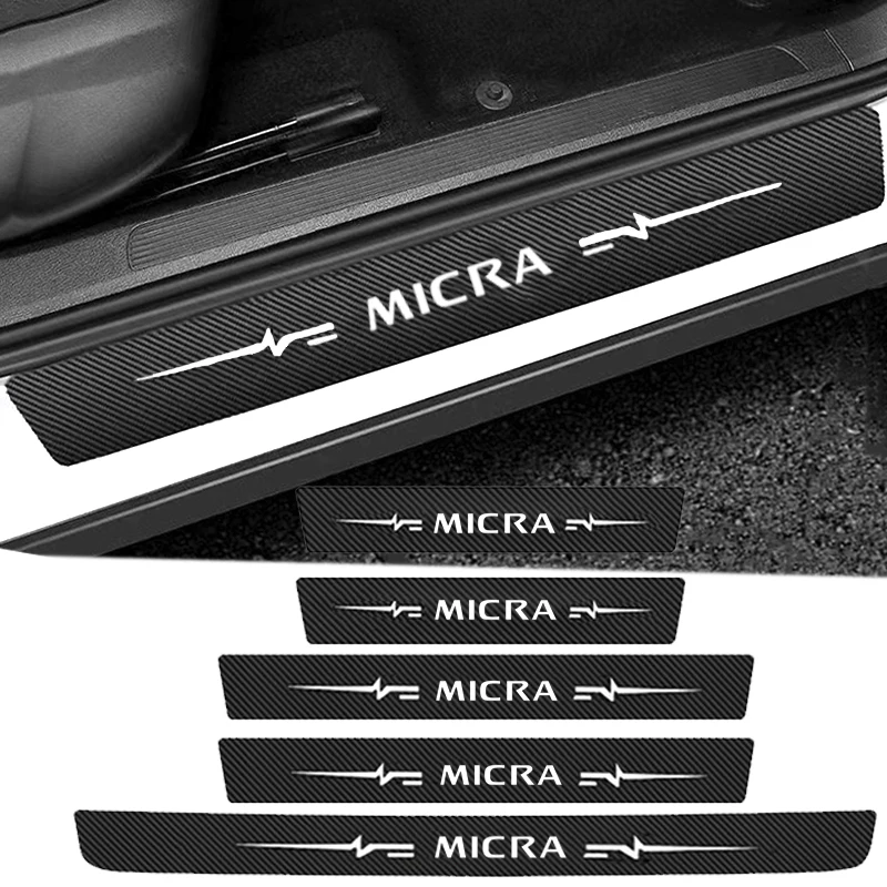 

Защитный порог автомобильной двери из углеродного волокна для Nissan Micra логотип заднего багажника отделка бампера наклейки аксессуары