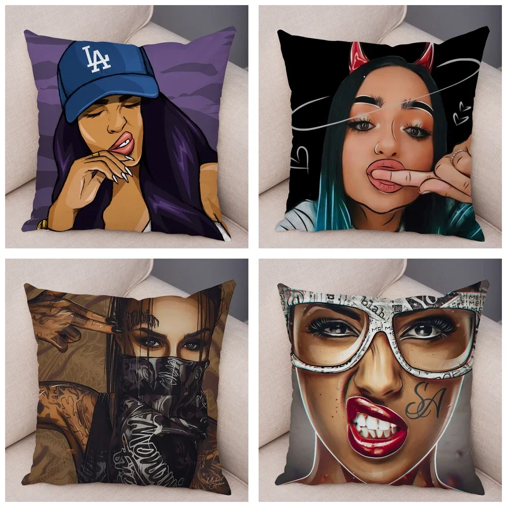 

Bedroom Living Room Pillowcase Dark Gothic Tattoo Sexy Beautiful Girl Decorative Cushion Cover Sofa Car
