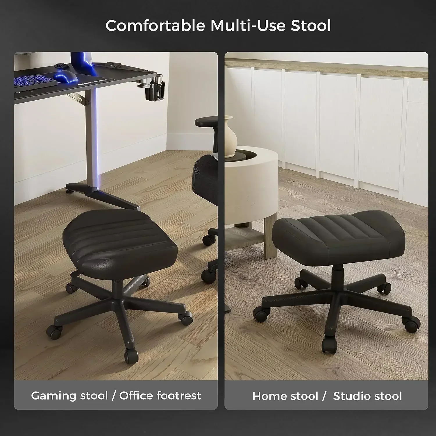 New2025-Multi-Use Stool,Gaming Foot Stool,Height Adjustable Swivel Rolling Stool Chair W Wheels,Ottoman Footrest Simple Meeting