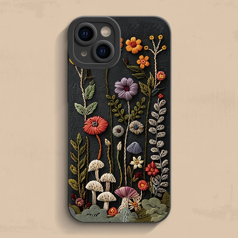 Elegant Embossed Floral Pattern Painted Phone Case