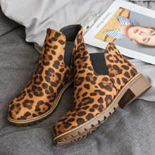 

Women Ankle Boots Leopard Print Chelsea Boots 2022 Spring Summer Ladies Slip-on Platform Shoes Size 35-42 Botas de mujer
