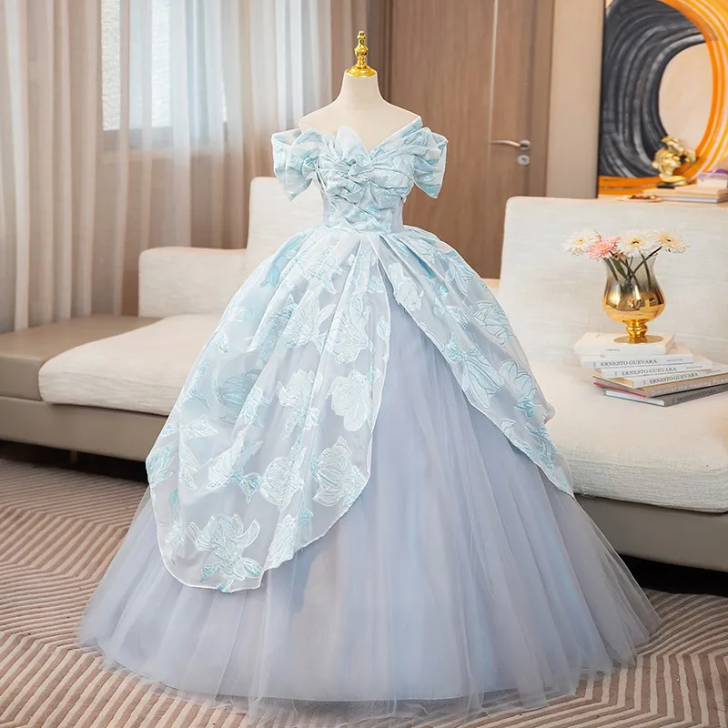 

Sweet Princess Quinceanera Dresses Elegant Off The Shoulder Floor-length Puffy Ball Gown Dress Classic Tulle Sukienka Balowa