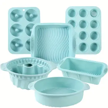 6-Piece Silicone Baking Set - Non-Stick Muffin, Cake & Donut Molds, Oven Safe Kitchen Essentials
