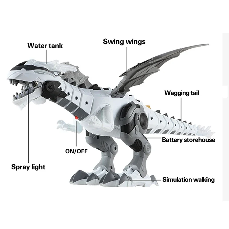 Spray Electronic Dinosaurs Kids Toys Cartoon Walking Animal with Light Model Dinosaurio Robot Pterosaurs Children Gift