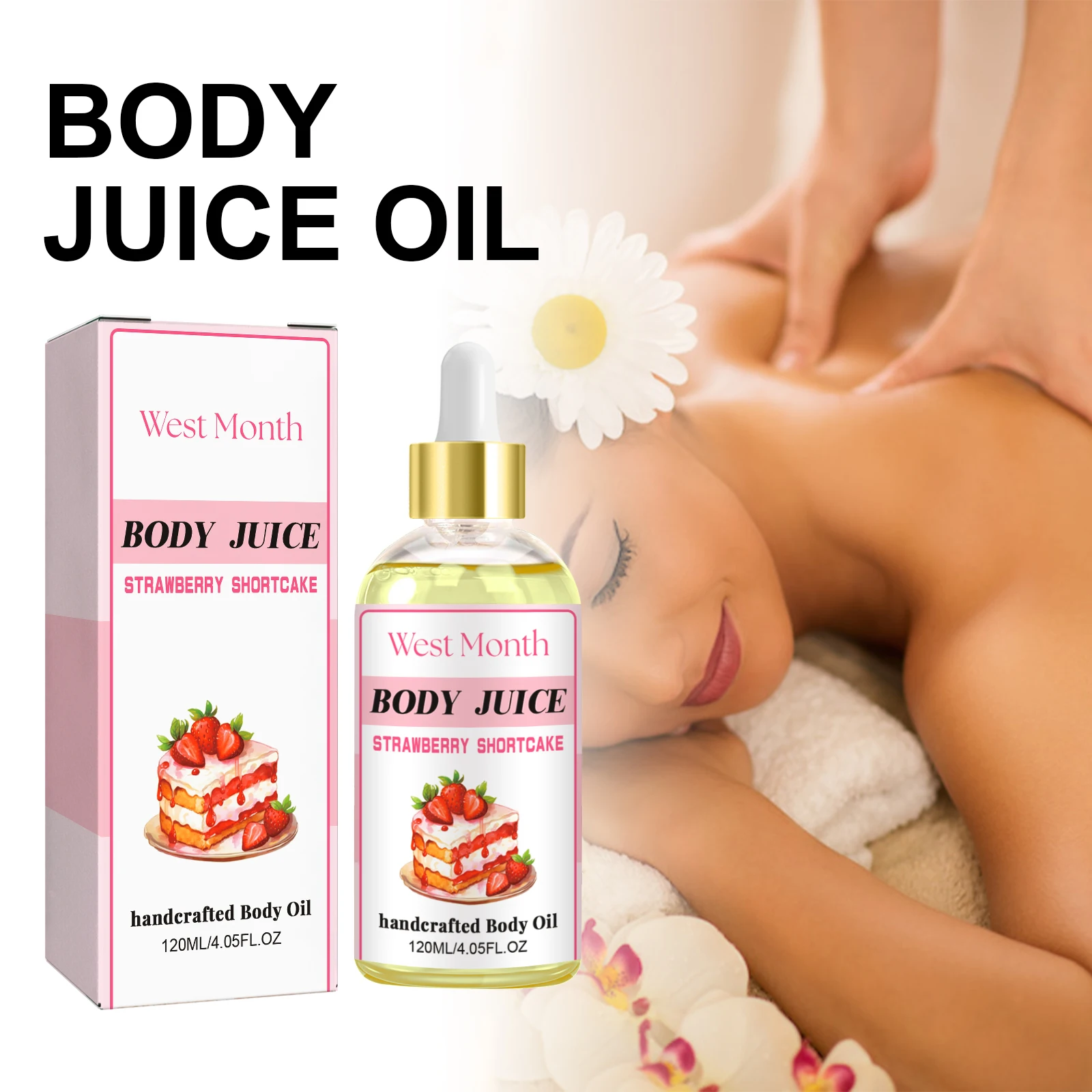 Strawberry Body Oil Moisturizing Natural Strawberry Body Massage Oil 120ml Lightweight Handcrafted Body Oil for Soft Moisturized скраб для тела клубника wokali strawberry sherbet body scrub 500 мл