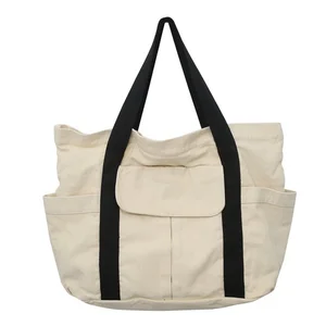 Вместительная холщовая школьная сумка-тоут для женщин, 2023 Студенческая Повседневная Экологически чистая Хлопковая сумка для ноутбука и продуктов
