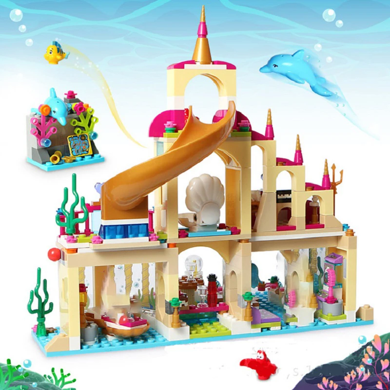FIT 41063 Disney Princess Ariel's Undersea Palace Castle Mermaid Undersea Palace Elsa Building Blocks Friends Bricks Toys Girl toy building blocks