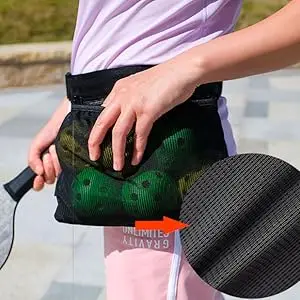 Pickleball ball holder bag side view
