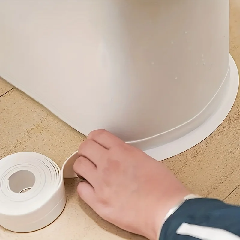 Description Picture 2 of item1 Roll Bathroom Shower Tub Sealing Tape, White PVC Self-adhesive Waterproof Wall Sticker Suitable For Bathrooms, Sinks, Bathtubs