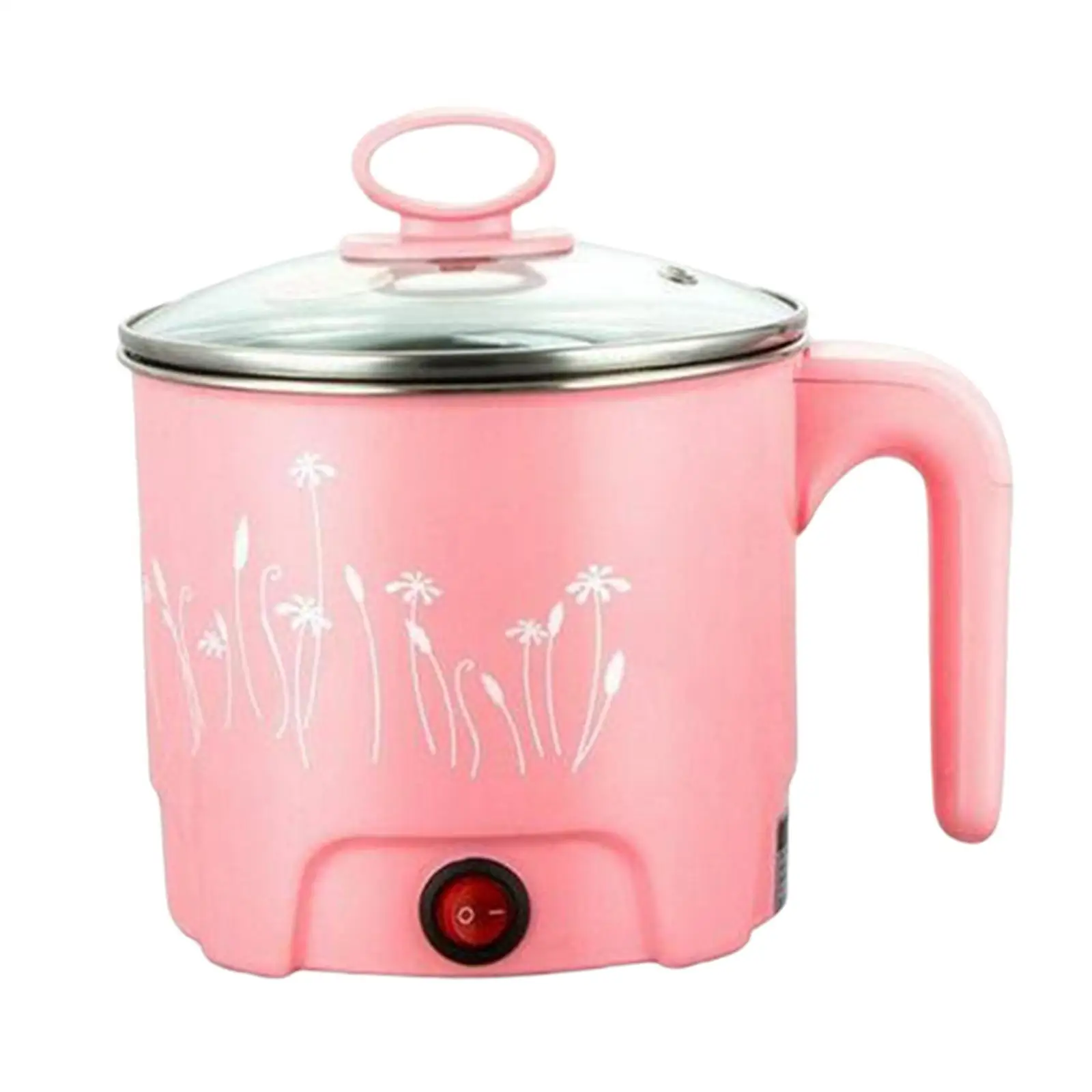 미니 전기 요리 냄비, 국수 쿠커, EU 플러그, 핑크 직경 18cm, 220V