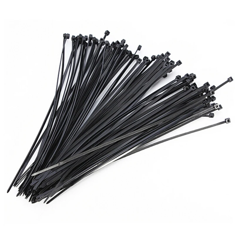 

100pcs 10cm Nylon Plastic Zip Trim Wrap Cable Loop Ties Wire Self-Locking Black Cable Ties