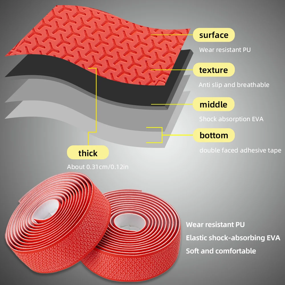 Bike Handlebar Tape MOTSUV Road Bike Handlebar Tape Cycling EVA Soft Winding Handle Bandage Anti-slip Shock Absorption Speed Bicycle Accessories